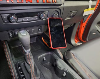 Custom made phone mount holder for Nissan Frontier 2022  - 2026 center console  - gift idea accessory