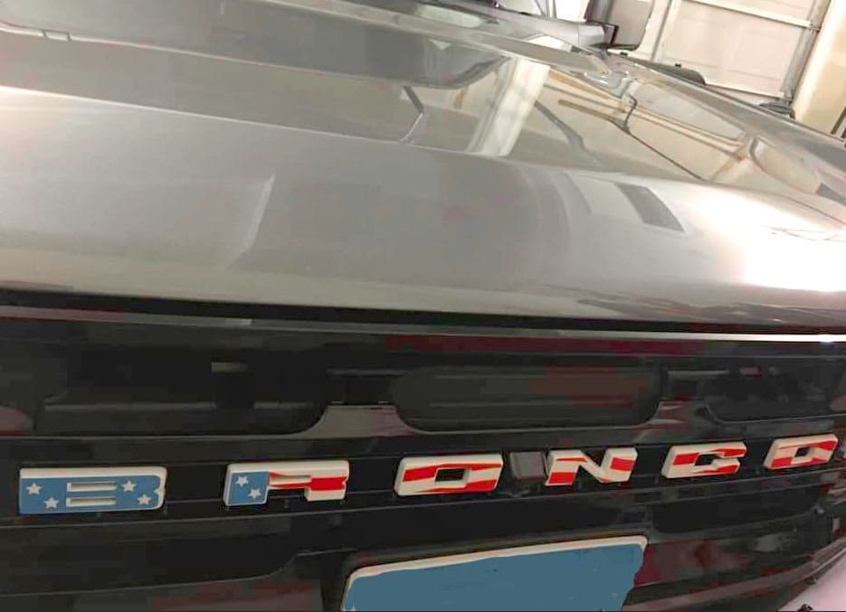American Flag color grille Letters overlay stickers / decals for Ford Bronco or Sport - 2021-2024 2025 gift idea