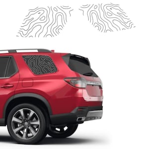 Topographical map terrain Quarter Panel vinyl decal sticker for 2023 - 2025 Honda Pilot 3rd window