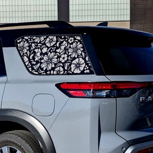 Flower arrangement design (v2) rear 3rd window graphics decals for Nissan Pathfinder 2021 - 2025