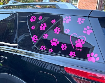 Animal dog paw print rear panel window graphics decals for Nissan Pathfinder 2021 - 2025