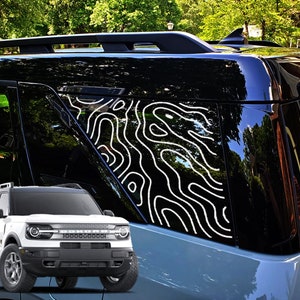 Topographic map pattern rear side window decals for Ford Bronco Sport  - 2025 026 -  gift idea