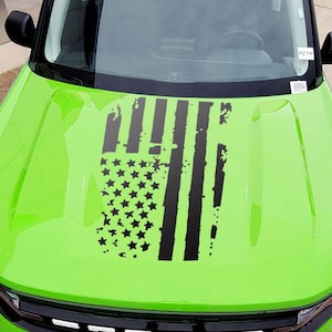Vintage torn American Flag Hood graphics decals for Ford Bronco Sport 2021 - 2025 - V3
