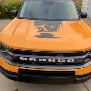 Mountain Trees landscape Hood graphics decals for Ford Bronco Sport 2021 - 2025 - gift idea