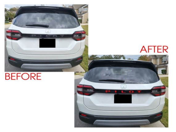 Black Trim Solutions Orange Gloss Vinyl Letter Decals For Honda Pilot Tailgate Rear - 2023 2024 2025