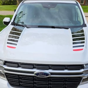 Vinyl Hood stripes with red accent for Ford Maverick 2022  - 2025 decal graphics gift idea