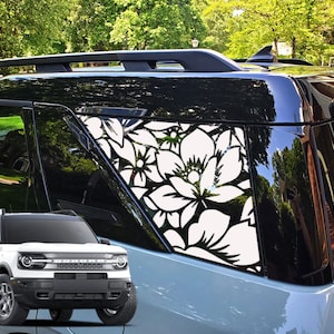 2 stücke Blumenmuster Blumen hinten Fenster Grafiken Aufkleber für Ford Bronco Sport 2021 2022 2023 2024 2025 Viertel Panel