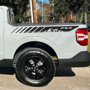 Bedside vinyl graphics decals for Ford Maverick 2022 - 2025 - v8 Adventure Mountain trees