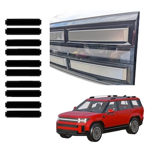 May include: A red SUV with black accents and a roof rack is shown. The vehicle has a modern design with rectangular headlights and a chrome grille. The image also includes a close-up of a car's chrome trim.