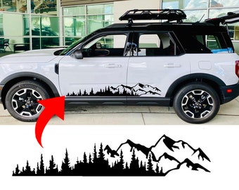 Mountain peaks and trees Side Stripes graphics decals for Ford Bronco Sport 2021 - 2024 - V9