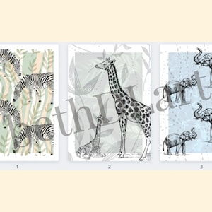 3 African Animal Art Prints for Children DIGITAL DOWNLOAD