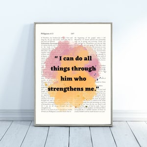 Philippians 4:13 I can do all things through Christ who strengthens me art print, bible verse art print ,digital print bible, verse print