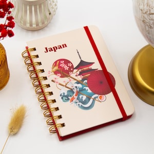 Japans reisverslag | Hardcover A6-notitieboekje met Japans geïnspireerde illustratie | Gepersonaliseerde cadeau