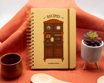 Op maat gemaakt familiereceptenboek – vintage keukenillustratie, gepersonaliseerd kookboek