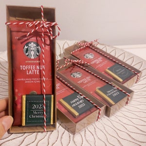 Coffee and Chocolate Favors for Christmas Guests, Toffee Nut Latte, Bulk Christmas Gifts, Happy Holidays Gifts