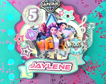 Kpop demon hunters cake topper, k pop cake Topper, k pop demon hunters birthday, k pop demon  Party, huntrix, Cake Topper