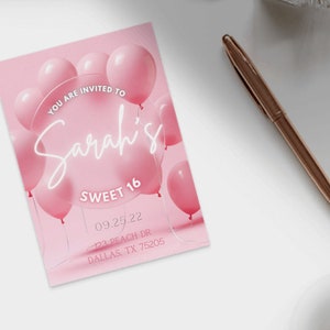 Sweet 16 Birthday Party Fully Editable Evite Invite Digital Template