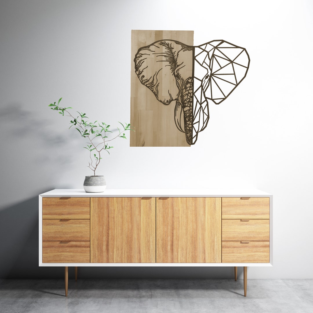 Picture of Stylish Elephant Motif in Wood and Metal Craftmanship,wall Decor,home ...