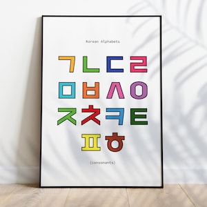 Korean Alphabet, Korean wall decor No.8, Hangul, Printable Wall Art, Minimalist Wall Art, Home Decor, Digital Print