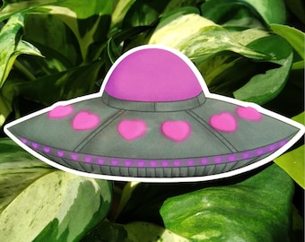 Pink Heart Ufo Sticker