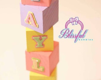 Baby wooden blocks |  hand painted baby blocks | baby shower blocks