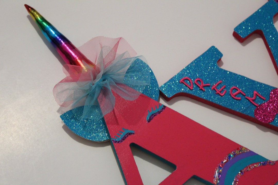 Rainbow Unicorn Wall Decor Custom Nursery Letters Hand Painted Wood