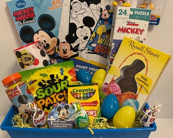 Cesta de regalo de Mickey Mouse / Cesta de regalo de cumpleaños (personalización con nombre incluida)