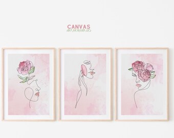 Line Art Set of 3, Single Line Art Wall Printable, Minimalist Wall Art, Woman line Art Print, Woman Pose Art