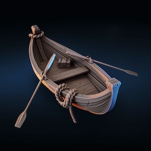 Wooden Rowboat | TTRPG Scatter Terrain for D&D, Pathfinder