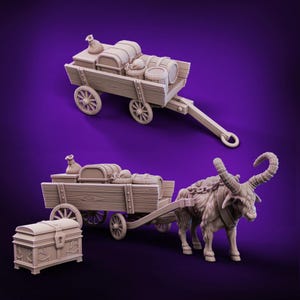 Fantasy Wagon with Draft Animal | Tabletop RPG Scenery