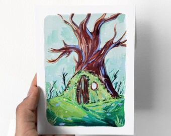 Stampa stravagante della casa sull'albero
