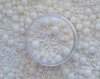 Bubbly white pearl deluxe edible sprinkles nonpareil beautiful baking cake decorating supplies craft resin candle making bauble jewellery