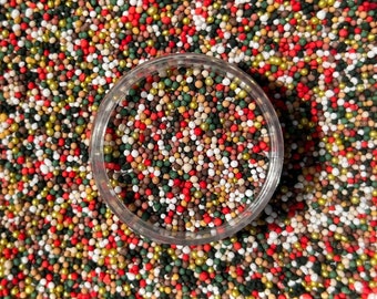Santa’s Werkstatt Weihnachten essbare 100er und 1000er Jahre Streusel Vintage Stadt Kuchen Kekse Cupcakes Kekse Backen Lieferungen Lebensmittel Nonpareils braun