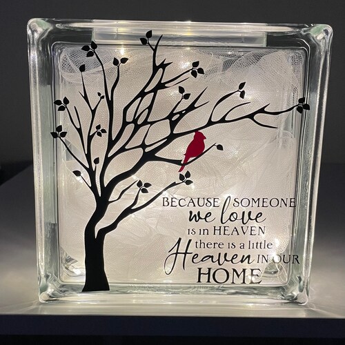 Memorial Glass Block in Memory Of Glass Block Night Light Etsy