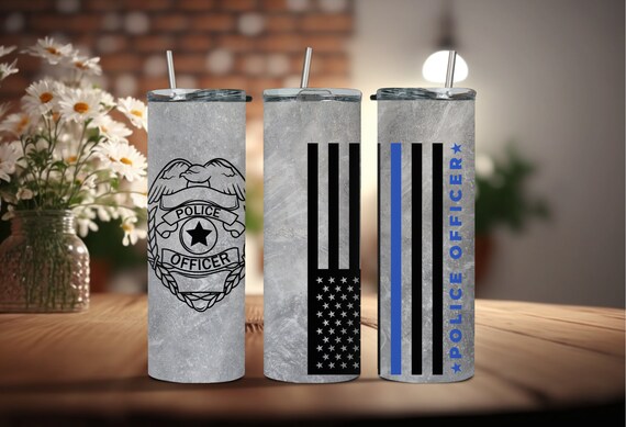Blue Line, Police Officer Tumbler, Blue, Grey, Back the Blue