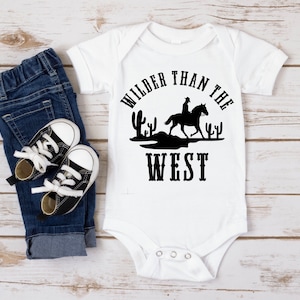 Wilder than the West Onesie, Cowboy Onesie, Baby Onesie, Baby Clothes, Baby Gift, Gender Neutral, Country, Cactus, Horse Onesie, Wild West