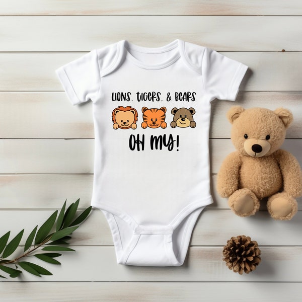 Lions, Tigers, & Bears Oh My, Baby Clothes, Baby Gift, Baby Shower Gift, Cute Onesie, Sublimation, Baby Gift, Gender Neutral, Wizard of Oz