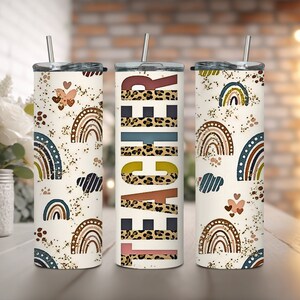 Rainbow and Cheetah Teacher Tumbler, Colorful, Crayons, Teacher Gift, Teacher Appreciation, Stainless Steel, 20oz, Skinny Tumbler, Straw