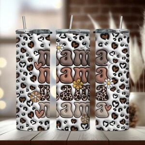 Mama Tumbler, Leopard Print, Pretty, Stainless Steel, 20oz, Skinny Tumbler, Gifts for Her, Mama Cup, Mothers Day Gift, Mom Tumbler, Cute