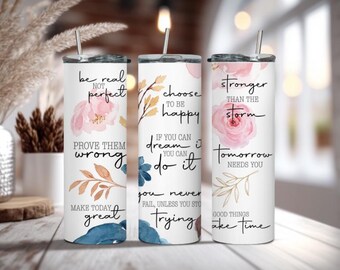 Vaso de acero inoxidable con frases inspiradoras, estilo bohemio, de 20 oz