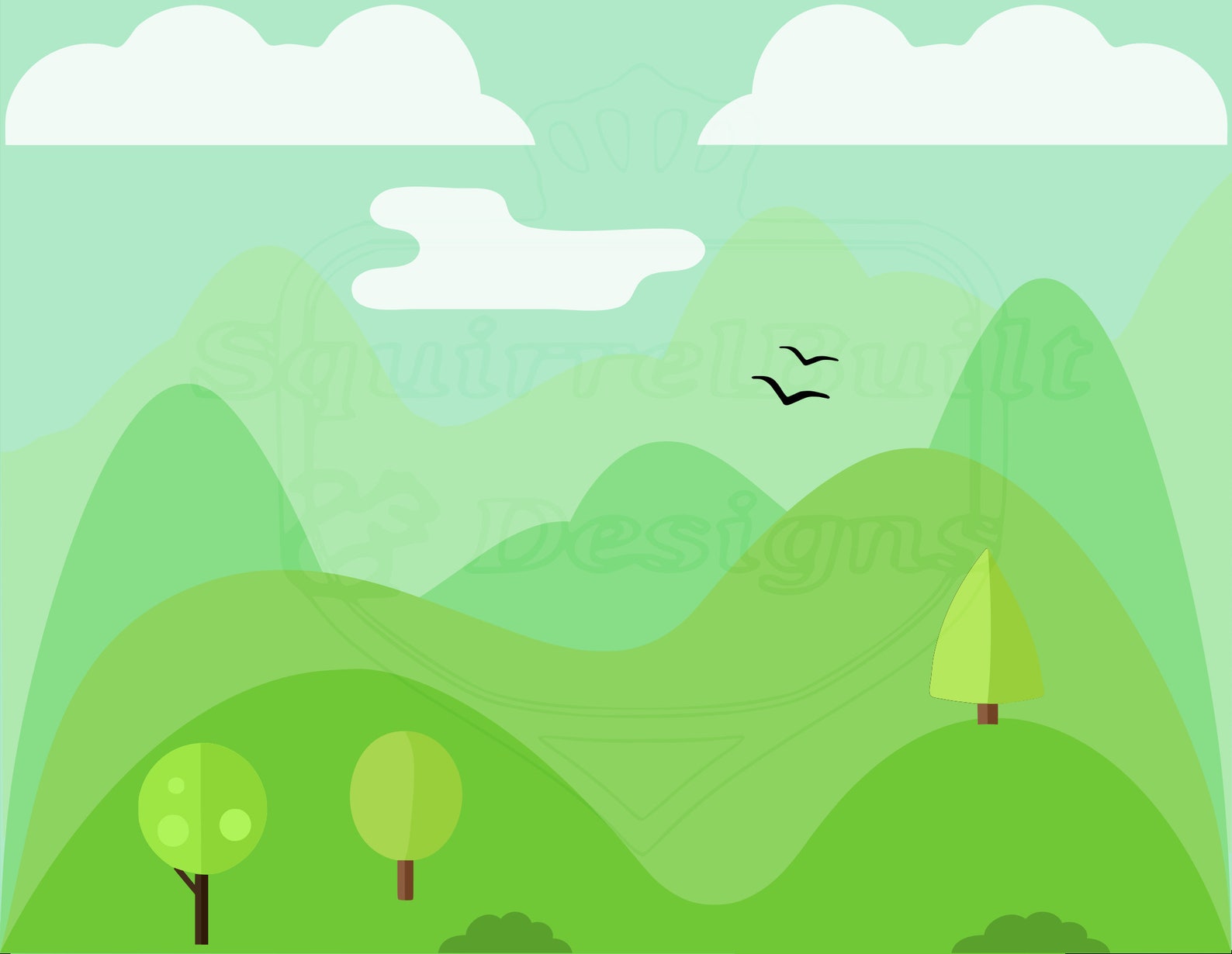 Green Hills Vector SVG PNG Layered Printable - Etsy