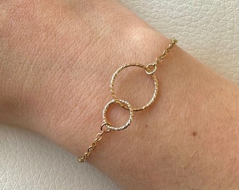 Bracelet double anneaux chaine dorée en acier inoxydable