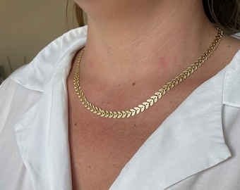 Collier épi doré fait main en acier inoxydable