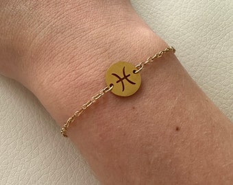 Bracelet signe astrologique chaine dorée en acier inoxydable