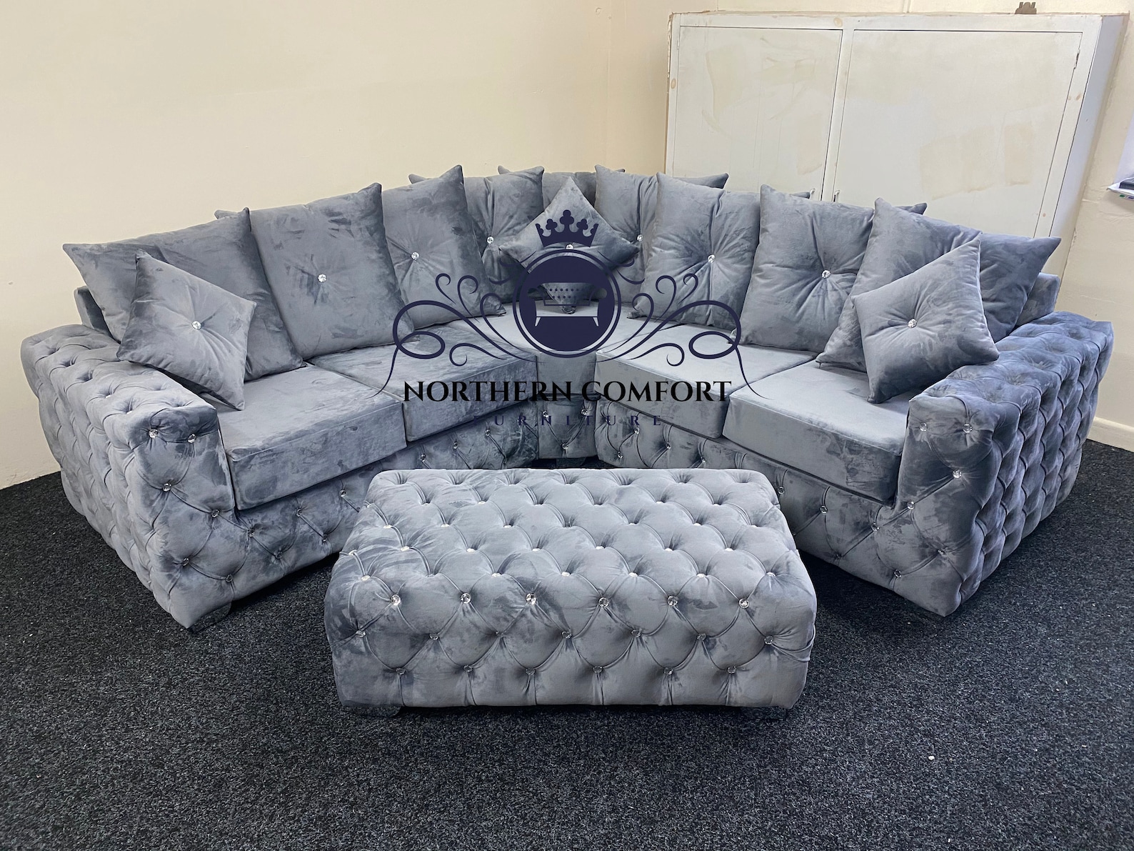 Ashton Chesterfield Corner Sofa in Plush Velvet Any Colour Plush Velvet