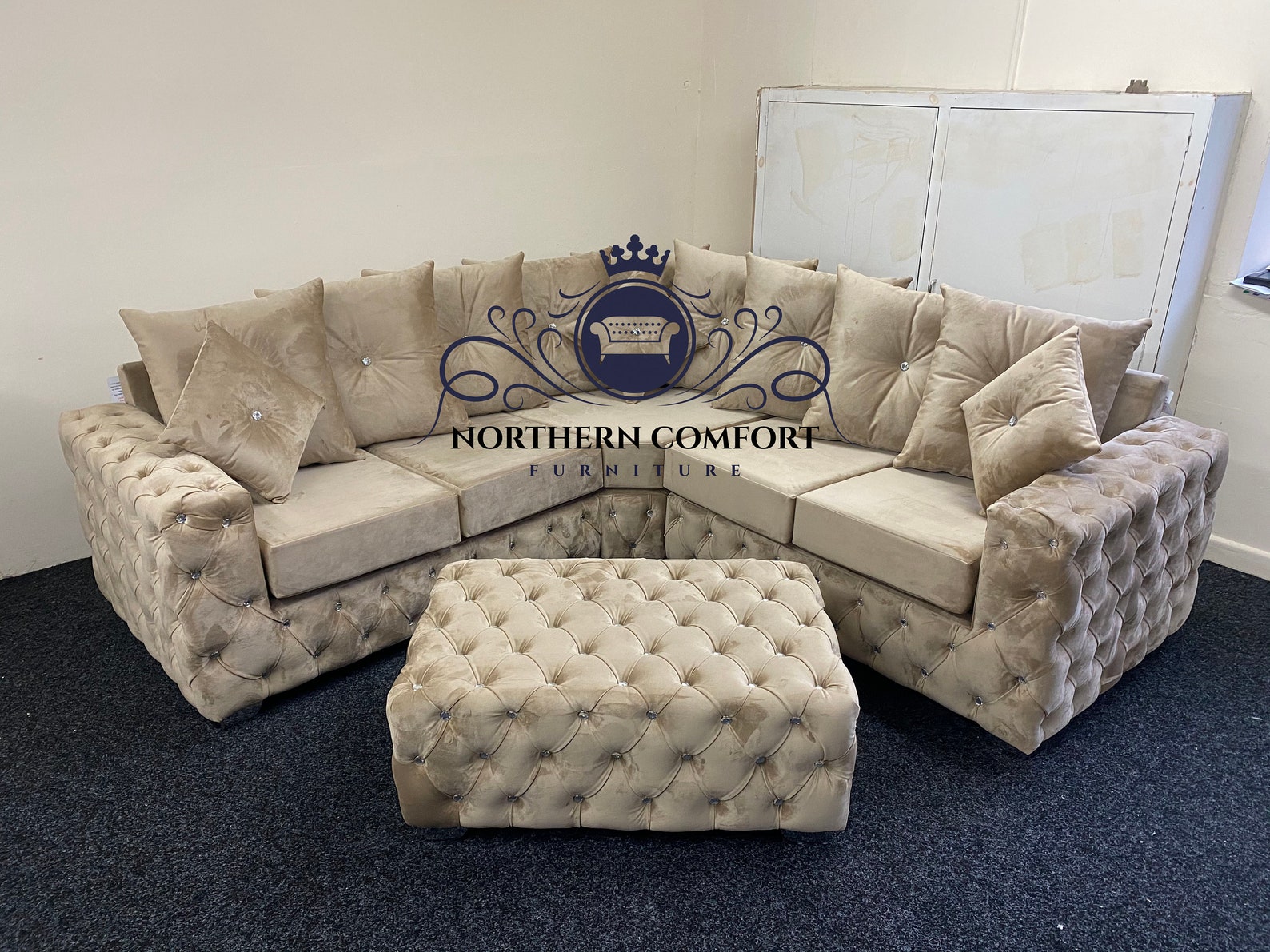 Ashton Chesterfield Corner Sofa in Plush Velvet Any Colour Plush Velvet