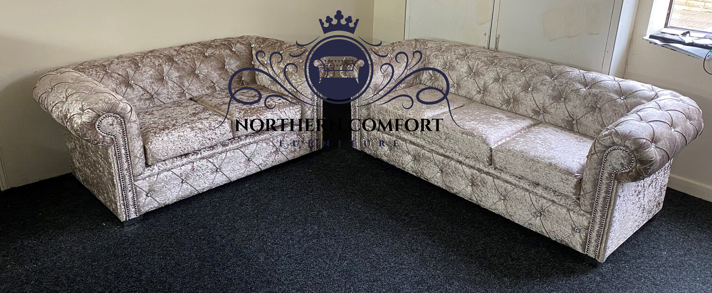 Chesterfield Sofa in Crushed Velvet Any Colour Velvet Sofa Crushed