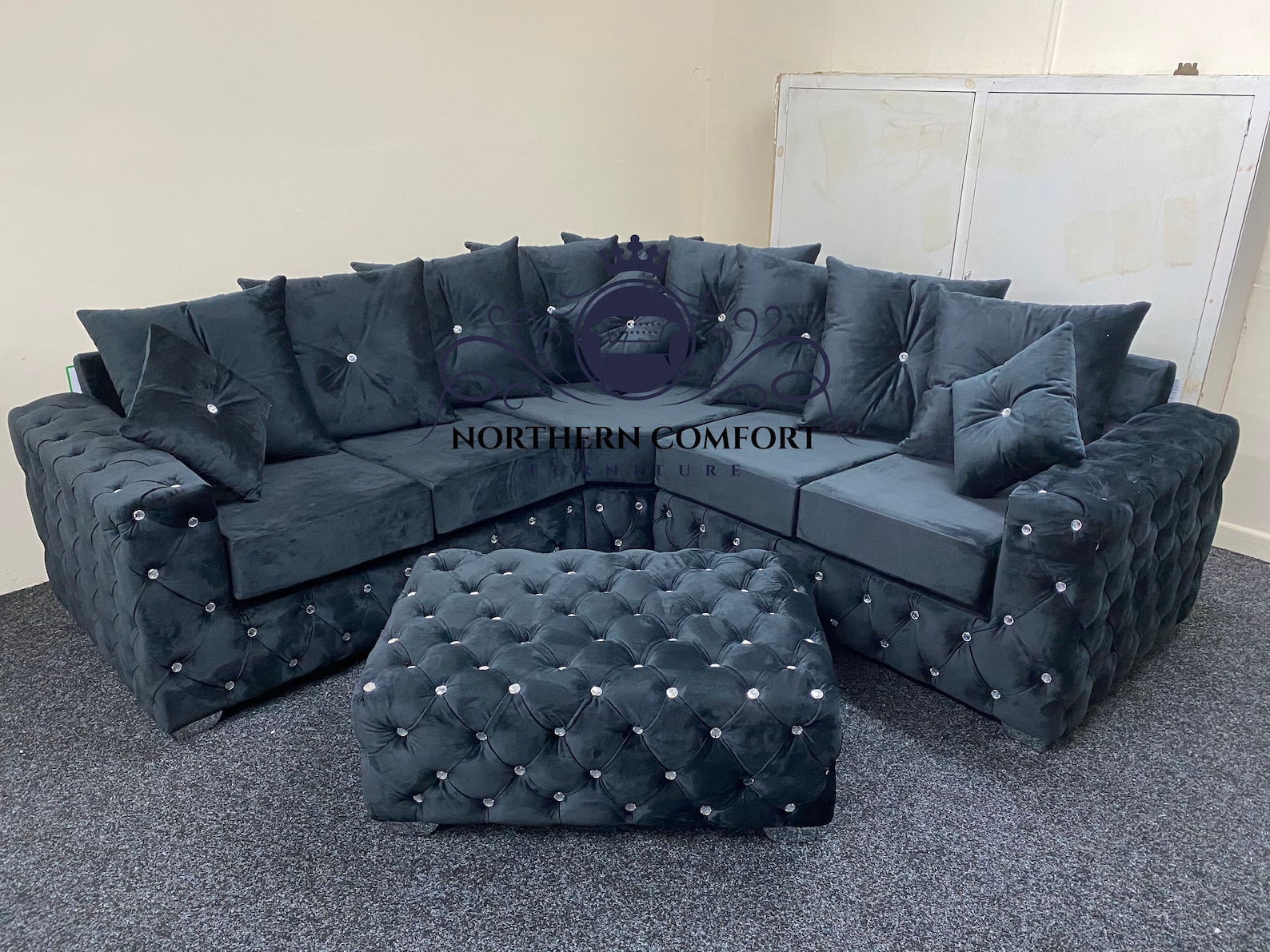 Ashton Chesterfield Corner Sofa in Plush Velvet Any Colour Plush Velvet