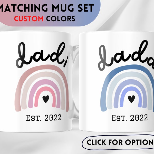 Dadi Dada Est. 2024 Mugs - Custom Grandparents Coffee Mugs - Ceramic High Quality Coffee Mugs - Two Coffee Mug Set, New Baby Announcement