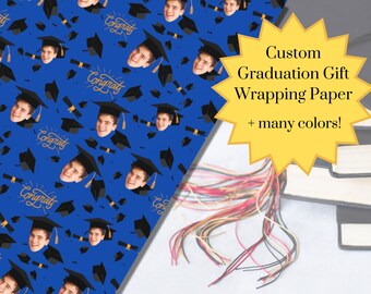 Custom Photo Graduation Wrapping Paper Roll, Add Your Own Touch to Gifts, Personalized High School or College Graduate Gift Wrap, Unique